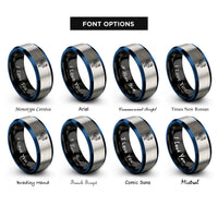 font options for inside engraving on black & blue & grey rooster rings
