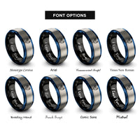 font options for inside engraving on black & blue & silver rooster rings