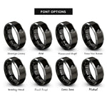 font options for inside engraving on black & grey rooster rings