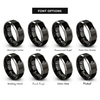 font options for inside engraving on black & grey rooster rings