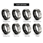font options for inside engraving on black & grey rooster rings
