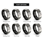 font options for inside engraving on black & gray rooster rings