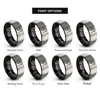 font options for inside engraving on black & grey rooster rings
