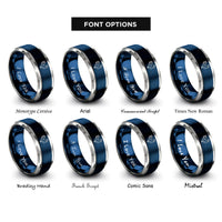 font options for inside engraving on blue & gray rooster rings