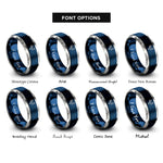 font options for inside engraving on blue & gray rooster rings