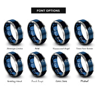 font options for inside engraving on blue & gray rooster rings