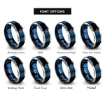font options for inside engraving on blue & silver rooster rings