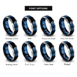 font options for inside engraving on blue & silver rooster rings