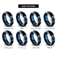 font options for inside engraving on blue & grey root chakra muladhara rings