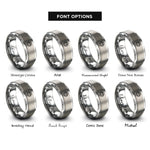font options for inside engraving on gray root chakra muladhara rings