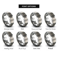 font options for inside engraving on gray root chakra muladhara rings