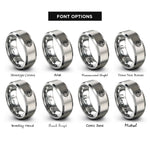 font options for inside engraving on grey root chakra muladhara rings