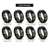 font options for inside engraving on gunmetal & blue root chakra muladhara rings