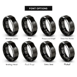 font options for inside engraving on black & silver roots circle rings