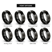 font options for inside engraving on black & silver roots circle rings