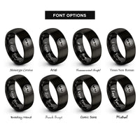 font options for inside engraving on black roots circle rings