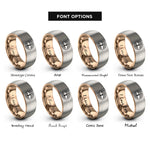 font options for inside engraving on rose gold & grey roots circle rings