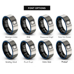 font options for inside engraving on black & blue & gray rope border rings