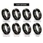 font options for inside engraving on black & gray rope braid pattern rings