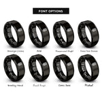 font options for inside engraving on black rope braid pattern rings