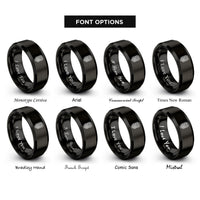 font options for inside engraving on black rope braid pattern rings