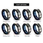 font options for inside engraving on black & blue & silver rope circle rings