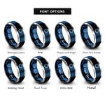 font options for inside engraving on blue & silver rope circle rings
