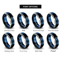 font options for inside engraving on blue & silver rope circle rings