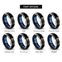 font options for inside engraving on black & blue & silver rope coil rings