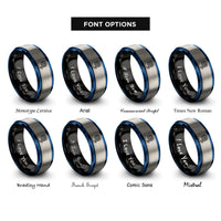 font options for inside engraving on black & blue & silver rope coil rings