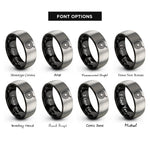 font options for inside engraving on black & grey rope coil rings