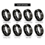 font options for inside engraving on black & gray rope coil rings