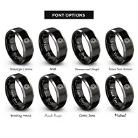 font options for inside engraving on black & gray rope coil rings