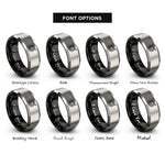 font options for inside engraving on black & gray rope coil rings
