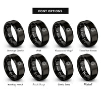font options for inside engraving on black rope coil rings