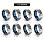 font options for inside engraving on blue & silver rope coil rings