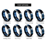 font options for inside engraving on blue & silver rope coil rings