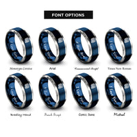 font options for inside engraving on blue & silver rope coil rings