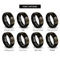 font options for inside engraving on gunmetal & black rope coil rings