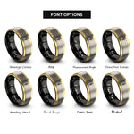 font options for inside engraving on black & gold & silver rope knot rings