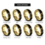 font options for inside engraving on black & gold rope knot rings