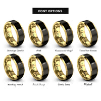 font options for inside engraving on black & gold rope knot rings