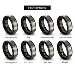 font options for inside engraving on black & silver rope knot rings