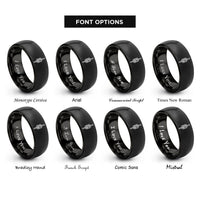 font options for inside engraving on black rope knot rings