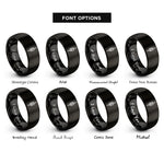 font options for inside engraving on black rope knot rings