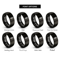 font options for inside engraving on black rope knot rings