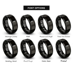 font options for inside engraving on black rope knot rings