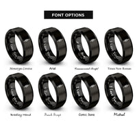 font options for inside engraving on black rope knot rings