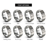 font options for inside engraving on silver rosary bead band rings