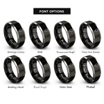 font options for inside engraving on black & grey rosary beads cross rings